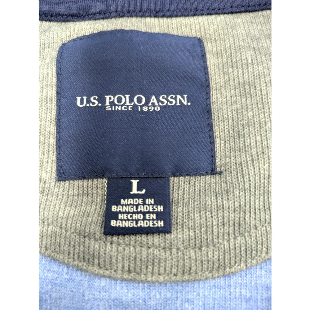 Men's US Polo Assn 1/4 Zip Pullover Blue Large Long Sleeve Sweater - Picture 6 of 10